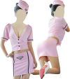 Stewardess-Uniform (Minirock, Bluse, String, Haube)