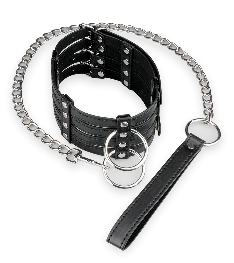 BDSM-Halsband aus Kunstleder mit Leine - Sextoys von LOVE AND VIBES